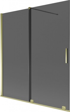 MEXEN/S - Velar dvojkrídlová posuvná vaňová zástena 150 x 150, grafit, zlatá 896-150-000-41-50
