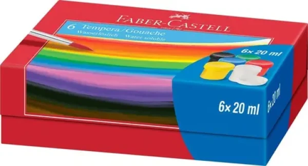 Faber-Castell Temperové farby 6x20 ml / Temperové farby / Vysoko pigmentované / Vodou riediteľné (0144/1210400)