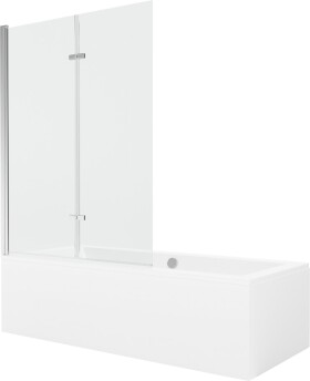 MEXEN/S - Cube obdĺžniková vaňa 180 x 80 cm s panelom + vaňová zástena 120, transparent, chróm 550518080X9212020100
