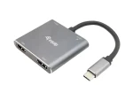 Equip USB-C MST húb strieborná / USB-C adaptér / 2x HDMI 4K/30Hz / PD 100W / USB-A 3.2 / kábel 0,15 m (133484)