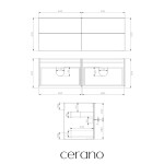 CERANO - Kúpeľňová skrinka pod umývadlo s úchytkou Velora - biela matná, chrómová úchytka - 138x53x46,5 CER-664918