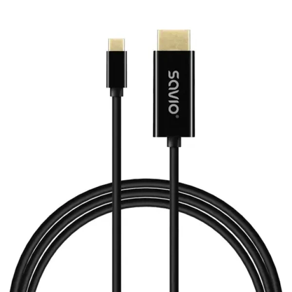 Savio CL-191 čierna / Kábel USB-C - HDMI / 2 m / 30 Hz (CL-191)