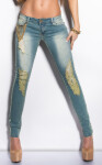 Sexy KouCla skinny-jeans with chains denimblue