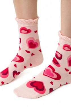 Dámske valentínske ponožky 136 SVĚTLE ČERVENÁ 35-37
