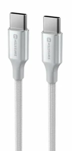 Swissten TEXTILE II dátový kábel USB-C - USB-C 1.5m biela (71528204)