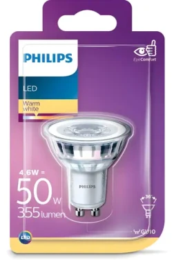 Philips LED žiarovka GU10 50W teplá biela / Bodová žiarovka / 395 lm / 2700 K / 36 ° / Trieda F (929001215255)