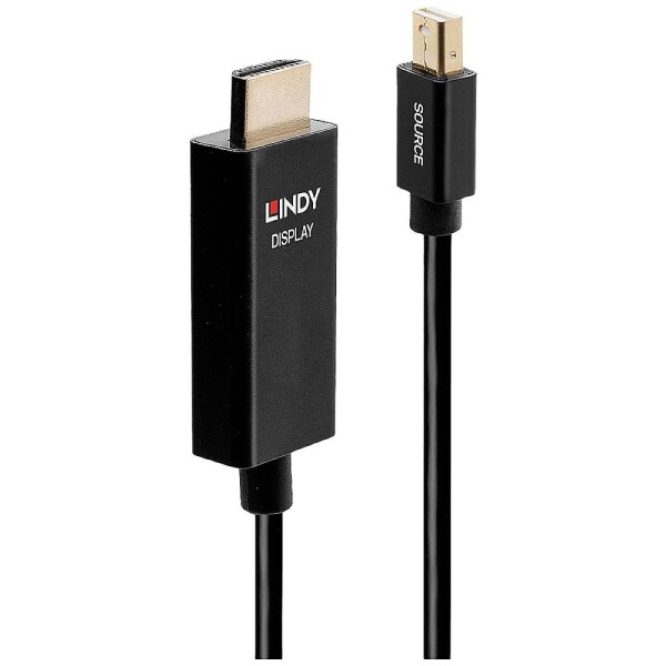 LINDY prepojovací kábel Mini DisplayPort konektory, Zástrčka HDMI-A 0.50 m čierna 40920 Kábel DisplayPort; 40920