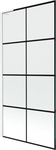 MEXEN/S - Next L vaňová zástena FIX 90 x 150, čierna vzor, biela 895-090-000-03-77-20