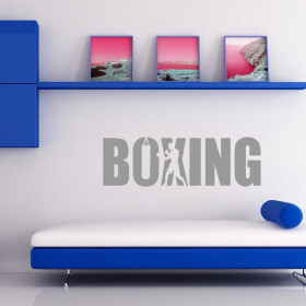 Veselá Stena Samolepka Nápis boxing Farba: šedá, Veľkosť: 40 x 12 cm
