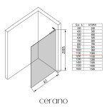 CERANO - Sprchová zástena Walk-in Onyx L-pravá vzpera - 8 mm - čierna matná, industriálne sklo - 120x200 CER-8050BD1340