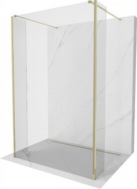MEXEN/S - Kioto Sprchová zástena WALK-IN voľne stojaca 110 x 30 x 30, transparent, zlatá 800-110-030-222-50-00-030