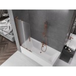 MEXEN/S - Velar L dvojkrídlová posuvná vaňová zástena 75 x 150, dekor, ružové zlato 896-075-003-31-60