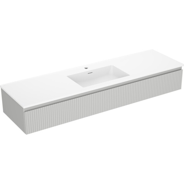 MEXEN/S - Rivel kúpeľňová skrinka 160 cm s umývadlom Otis, 1 šuplík, reliéf, šedá mat/biela mat 91A20-16023-1-BF62-W18M01