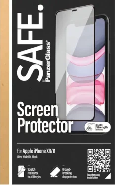 PanzerGlass SAFE pre iPhone 11/XR čierna / Tvrdené sklo / Case Friendly / plne nalepovacie / 0,6 mm (SAFE95005)