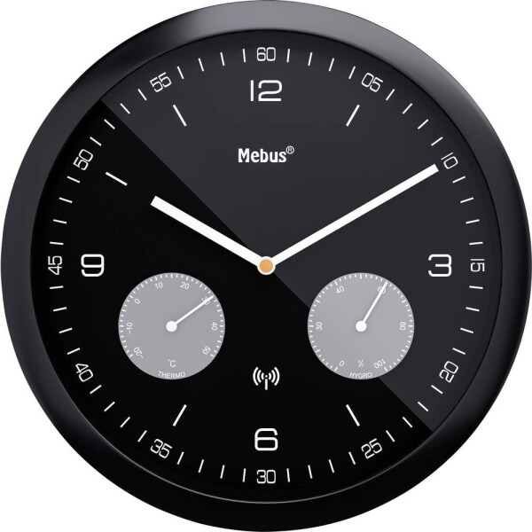Mebus 52825 DCF nástenné hodiny 260 mm x 42 mm čierna; 52825