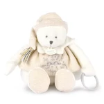 Doudou Darčeková sada Plyšový ľadový medvedík s krúžkom 30 cm béžový