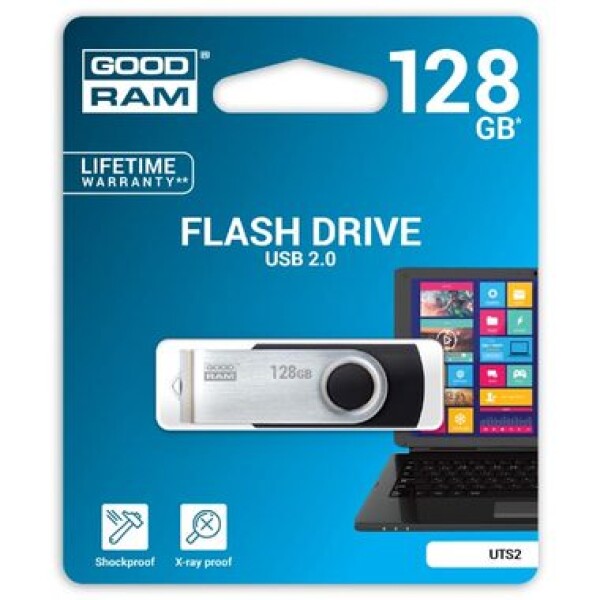 Goodram UTS2 128GB čierna / Flash disk / USB 2.0 / čítanie: 20MBs / zápis: 5MBs / dopredaj (UTS2-1280K0R11)