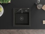 MEXEN/S MEXEN/S - Vito Vito granitový drez 1-miska 520x490 mm, čierna / zlatá metalik, + čierny sifón 6503521000-75-B