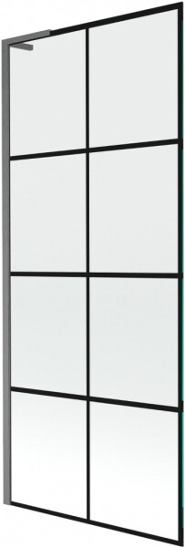 MEXEN/S - Next L vaňová zástena FIX 80 x 150, čierna vzor, grafit kartáčovaná 895-080-000-03-77-66