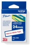 Brother TZe-252 biela/červená / Kazeta s páskou / 24 mm / 8 m / vodeodolná (TZE252)