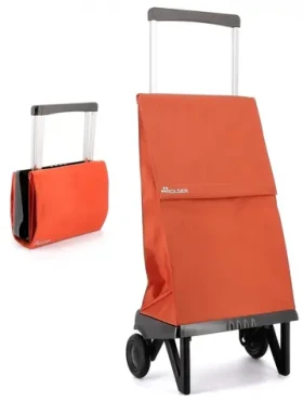 Rolser Plegamatic Original MF oranžová / Nákupná skladacia taška na kolieskach / objem 40 l / nosnosť 40 kg