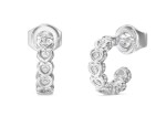 Guess Oceľové kruhové náušnice so srdiečkami LOVE JUBE05472JWRHT/U