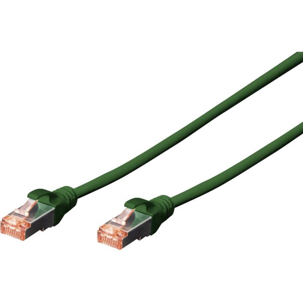 Digitus DK-1644-100/G RJ45 sieťové káble, prepojovacie káble CAT 6 S/FTP 10.00 m zelená bez halogénov, krútené páry, s ochranou, samozhášavý 1 ks; DK-1644-100/G