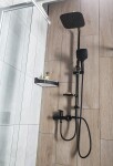 AQUALINE - KERA sprchový stĺp s pripojením na batériu, čierna mat SL435