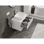 MEXEN/S - Rivel kúpeľňová skrinka pod umývadlo 70 cm s doskou, 2 zásuvky, reliéf, biela mat 91A20-07047-2-BFFC01