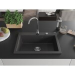 MEXEN MEXEN - Elix granitový drez 1-miska 700 x 500 mm, čierna kropenatá, sifón chróm 6526701005-76