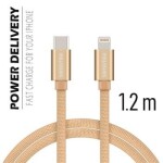 Swissten TEXTILE dátový kábel USB-C - Lightning 1.2m zlatá (71525204)