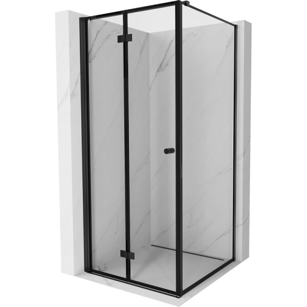 MEXEN/S - Mist-F sprchovací kút skladacie dvere ľavá 80 x 80, čierna okraj, čierna 8A6T-080-080-70-70-L
