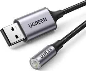 Ugreen 30757 Kábel USB-A - Jack 3,5 mm čierno-strieborná / Audio kábel (30757)