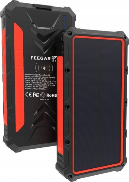 Feegar Solar 36000mAh Čierny