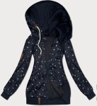 Tmavomodrá dámska mikina na zips s hviezdičkovým vzorom (2313) odstíny modré L (40)