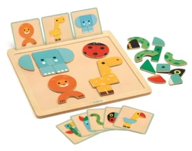 DJECO Drevené magnetické puzzle Tváre zvieratiek