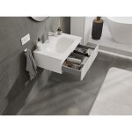 MEXEN/S - Rivel kúpeľňová skrinka 70 cm s umývadlom Vela, 1 šuplík, reliéf, biela mat 91A20-07023-1-BF01-W23M01
