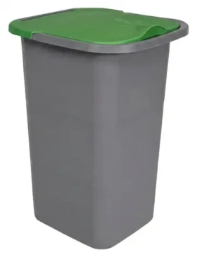 BELLI E FORTI Kôš na triedený odpad PREMI šedý, zelené veko / Plast / 24 l / 32 x 29 x 46,5 cm