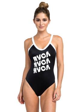 RVCA REAL TALK ONE PIECE black športové plavky dámske jednodielne - S