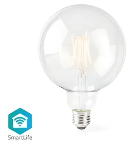 Nedis SmartLife LED žiarovka / Wi-Fi / E27 / 500 lm / 5 W / Teplá biela / 2700 K / Sklo / Android iOS / G125 / 1 ks (WIFILF10WTG125)