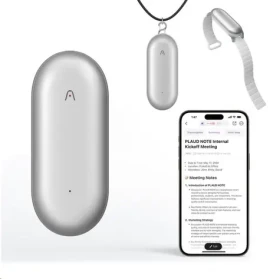 PLAUD Note Pin Silver - AI hlasový záznamník (2025) / Diktafón / Kapacita 64 GB / Výdrž batérie 20 h / BT / USB / WiFi (NotePin Lunar Silver (25))