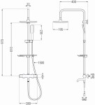 MEXEN/S - KT49 vaňový stĺp s termostatickou batériou, čierna / zlato 779004993-75