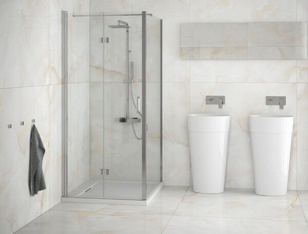 BESCO - Pevná stena EXO-CH - FARBA rámu - Chróm / Leštený hliník (ALU), Rozmer A - 80, Rozmer C - 190, Smer zatvárania - Univerzálne Ľavé / Pravé, Výplň - Číre bezpečnostné sklo - 6 mm BCEXOCH80CC