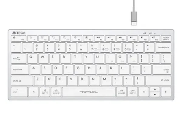 A4Tech FBX51C biela / Bezdrôtová nízkoprofilová klávesnica / CZ layout / Bluetooth / 2.4GHz USB-A Nano prijímač (FBX51C-WH)