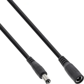 InLine DC predlžovací kábel čierna / Predlžovací kábel / DC 5,5x2,1 mm / 12 V / 11,6 A / 5 m (26905B)