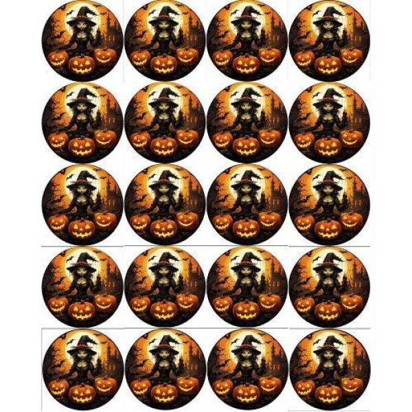 Jedlý papier na vystrihnutie na muffins Halloween čarodejnice 5 cm - PICTURE - PICTURE