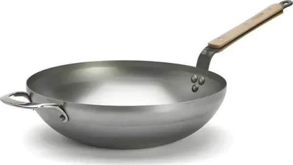 De Buyer Wok panvica Mineral B Bois / Oceľová / Drevená rukoväť / 32 cm (D-5717-32)