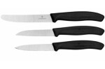 VICTORINOX súprava 3 ks nožov čierna / 1x nôž ostrý (8cm) / 1x nôž zubatý (8 cm) / 1x nôž zubatý (11 cm) (V-6.71 13.3G)