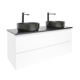 Kúpeľňová skrinka s umývadlom a technickým kameňom SAT B-Way 119x50x45 cm biela lesk BWAY2120WTKUB BWAY2120WTKUB