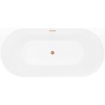 MEXEN/S - Oval Slim voľne stojaca vaňa nástenná 170 x 80, biela/sivá, sifón a prepad meď kartáčovaná 52661708062-65